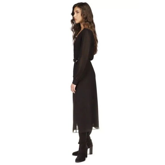 Michael Kors dress Women's Kate Belted Button-Down Midi Dress black $185 size XL - Picture 3 of 14